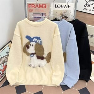 American Girls Retro Plush Puppy Brocade Sweater