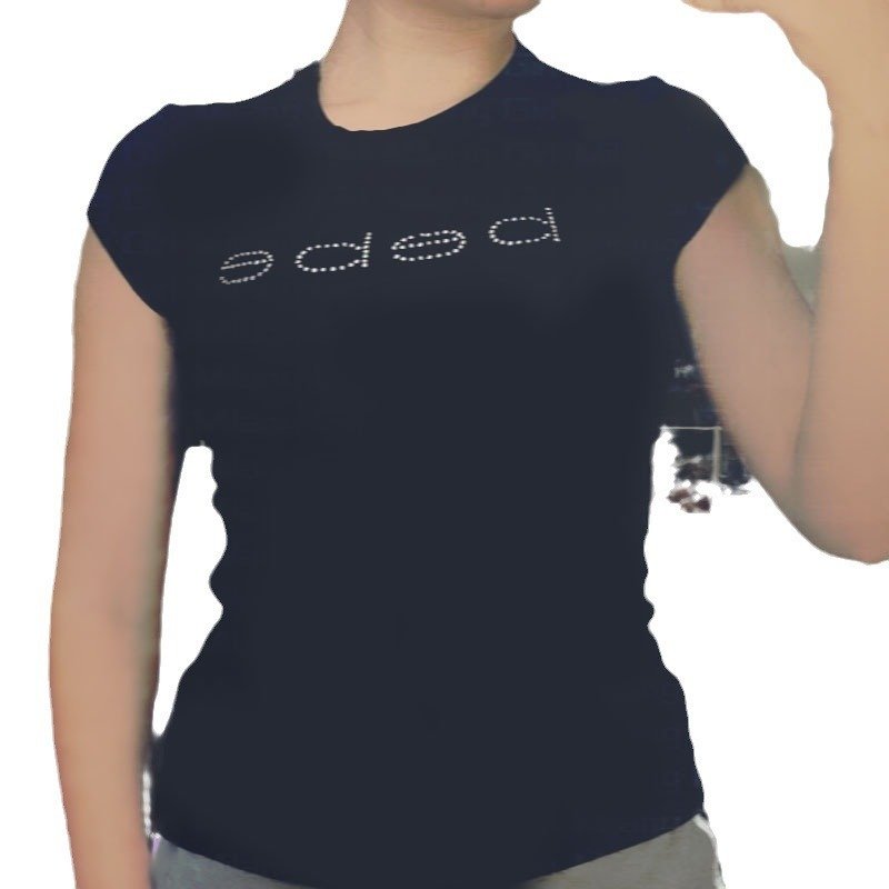 Letter Rhinestone Slim Fit Midriff-baring Top - Image 2