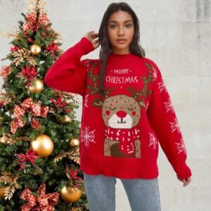 Christmas Snowflake Jersey Women's Elk Jacquard Sweater Top