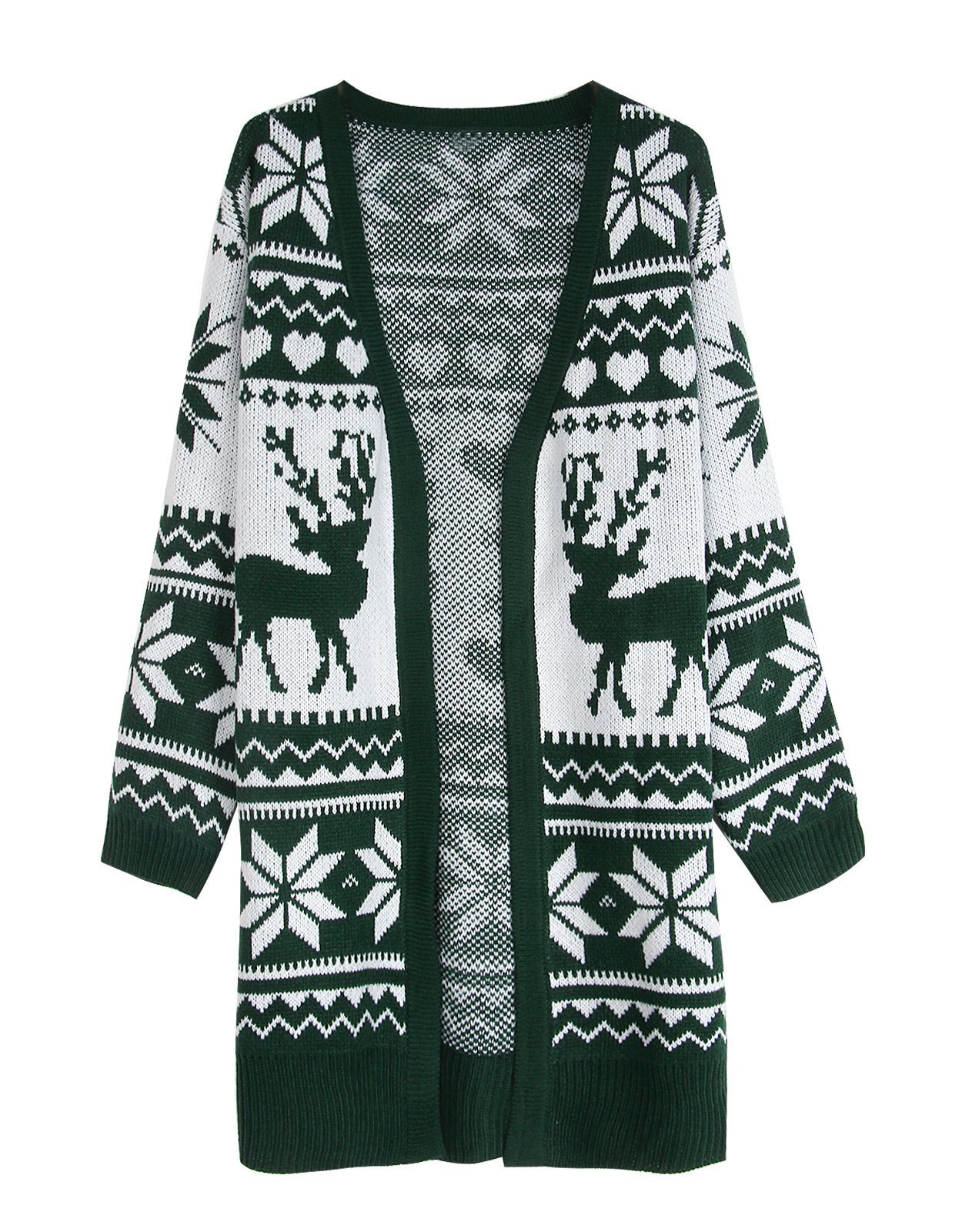 Elk Snowflake Embroidered Knitted Cardigan Coat For Women - Image 5